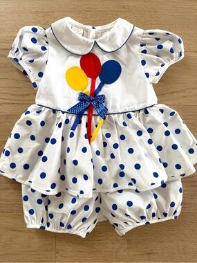 NWOT Vintage Baby Togs Balloon Polka Dot Romper 24mo